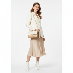 TJMAXX TJX Two-Tone Structured Chain Shoulder Bag – Elegant Beige & Cream