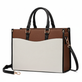TJMAXX TJX Colorblock Structured Tote Bag with Detachable Crossbody Strap – Brown, Black & Cream