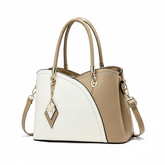 TJMAXX TJX Elegant Two-Tone Handbag with Butterfly Charm – Beige & Cream Structured Tote
