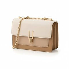 TJMAXX TJX Two-Tone Structured Chain Shoulder Bag – Elegant Beige & Cream